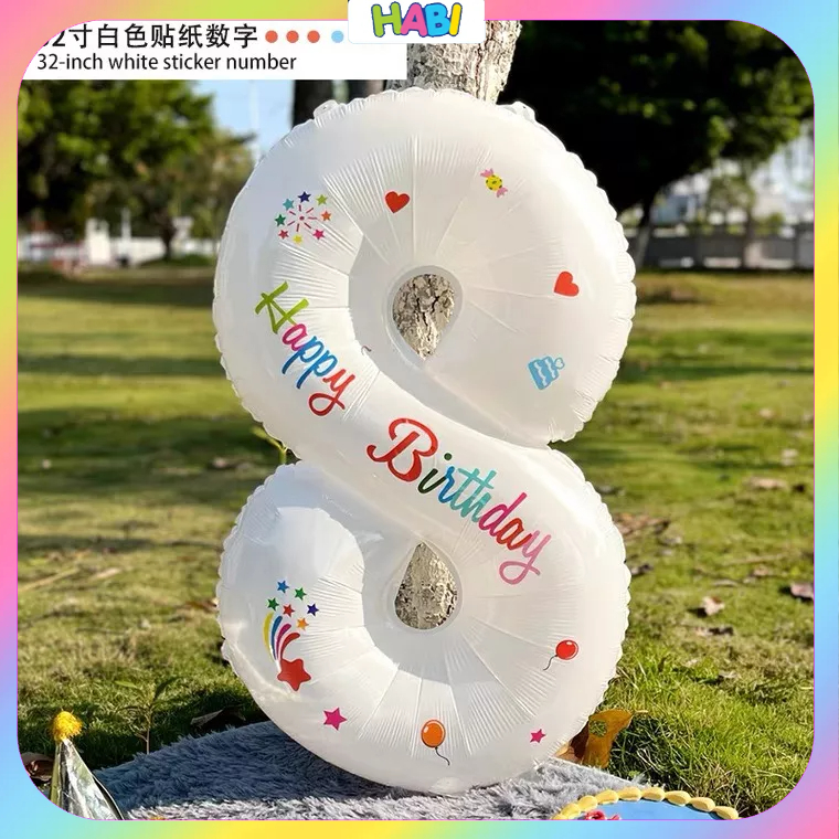 Sticker dán Bóng chữ Happy Birthday nhiều màu sắc họa tiết trang trí sinh nhật thôi nôi