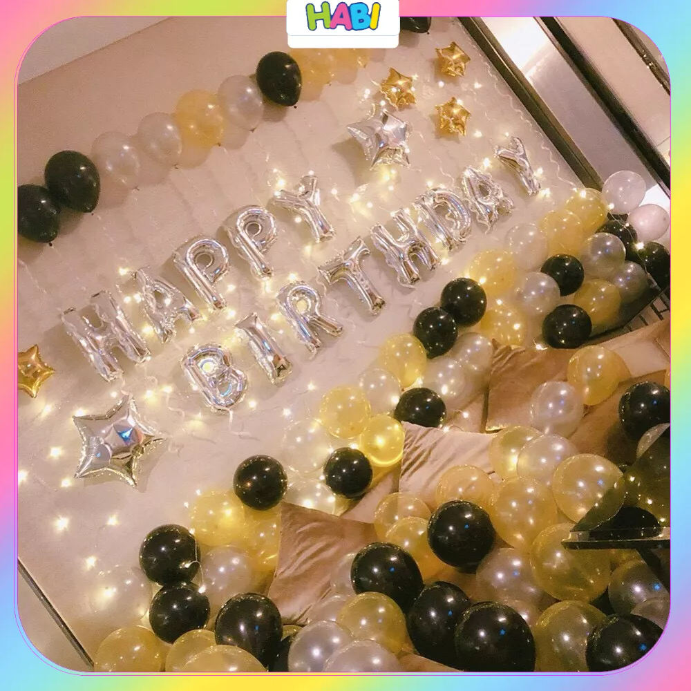 Combo trang trí sinh nhật HAPPY BIRTHDAY+50 bong bóng giá rẻ tặng đủ đồ phụ kiện cho bé trai,gái và người lớn CB40+CB68