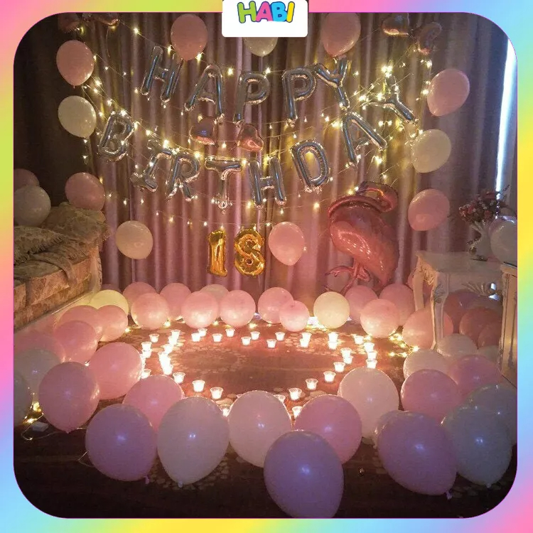 Combo trang trí sinh nhật HAPPY BIRTHDAY+50 bong bóng giá rẻ tặng đủ đồ phụ kiện cho bé trai,gái và người lớn CB40+CB68