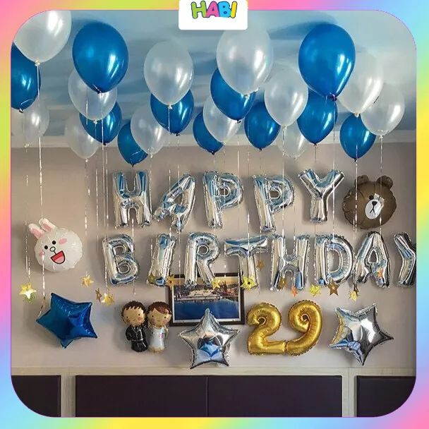 Combo trang trí sinh nhật HAPPY BIRTHDAY+50 bong bóng giá rẻ tặng đủ đồ phụ kiện cho bé trai,gái và người lớn CB40+CB68