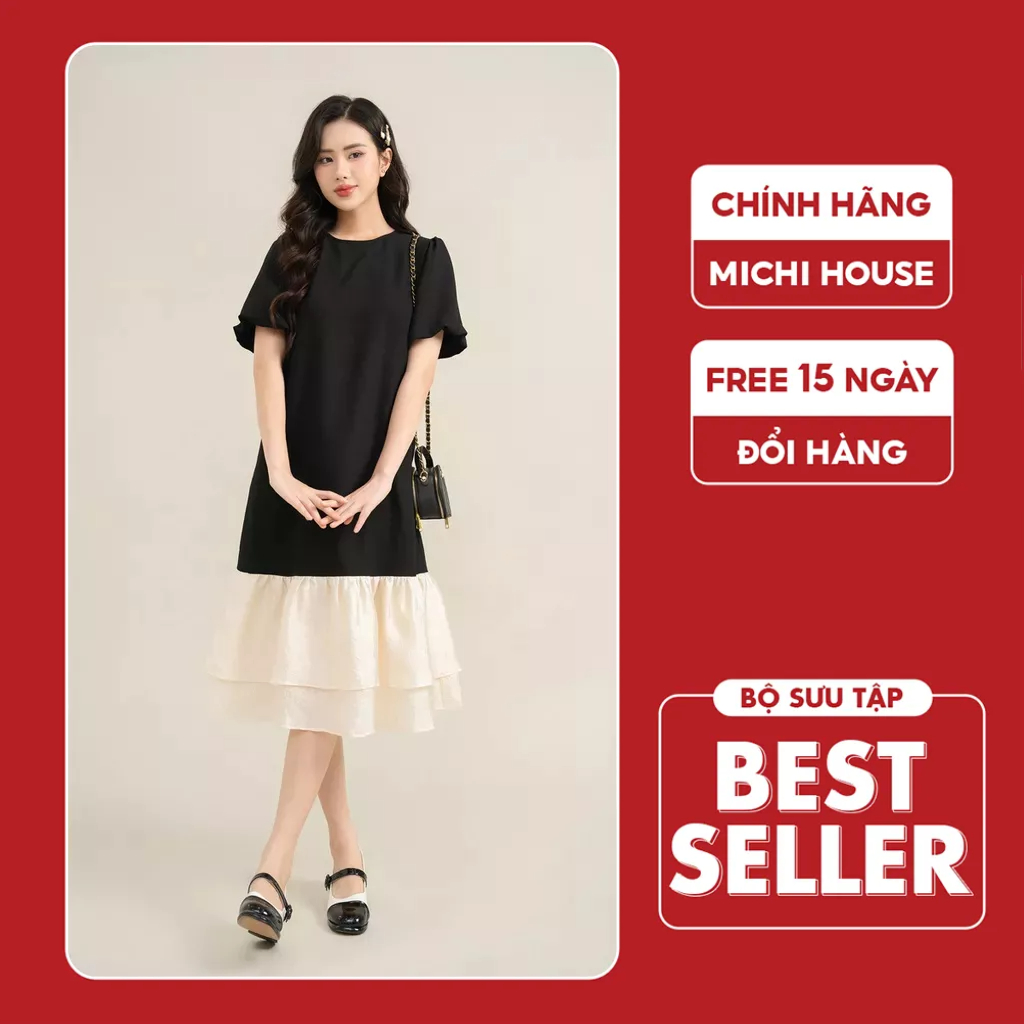 Đầm Suông Đuôi cá Michi House Váy Xuông Thiết Kế Phong Cách Hàn Quốc Dáng Dài Qua Gối Freesize Bầu Mặc Xinh V589