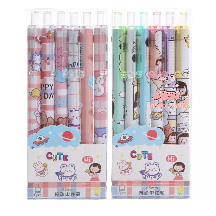 Bút Bi Bấm Mực Gel Đen Phim hoạt hình dễ thương Hàn Quốc bút mùa xuân văn phòng phẩm