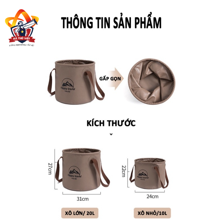 Xô đựng nước dã ngoại gấp gọn du lịch cắm trại rất tiện dụng, dễ dàng mang theo - DCP19