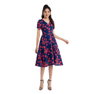 Đầm lamer dáng xòe nơ eo l63l22h060