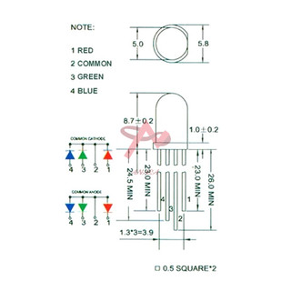 Led RGB 4 Chân Đục Phi 5mm