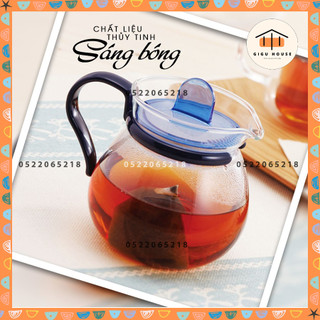 Bình trà thủy tinh Iwaki 400ml - xanh dương