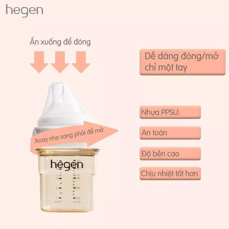 Tách Set- Bình sữa hegen 150 240 330ml chính hãng núm Số 1 2 3 4, bình sữa cho bé sơ sinh, Hegen Việt Nam