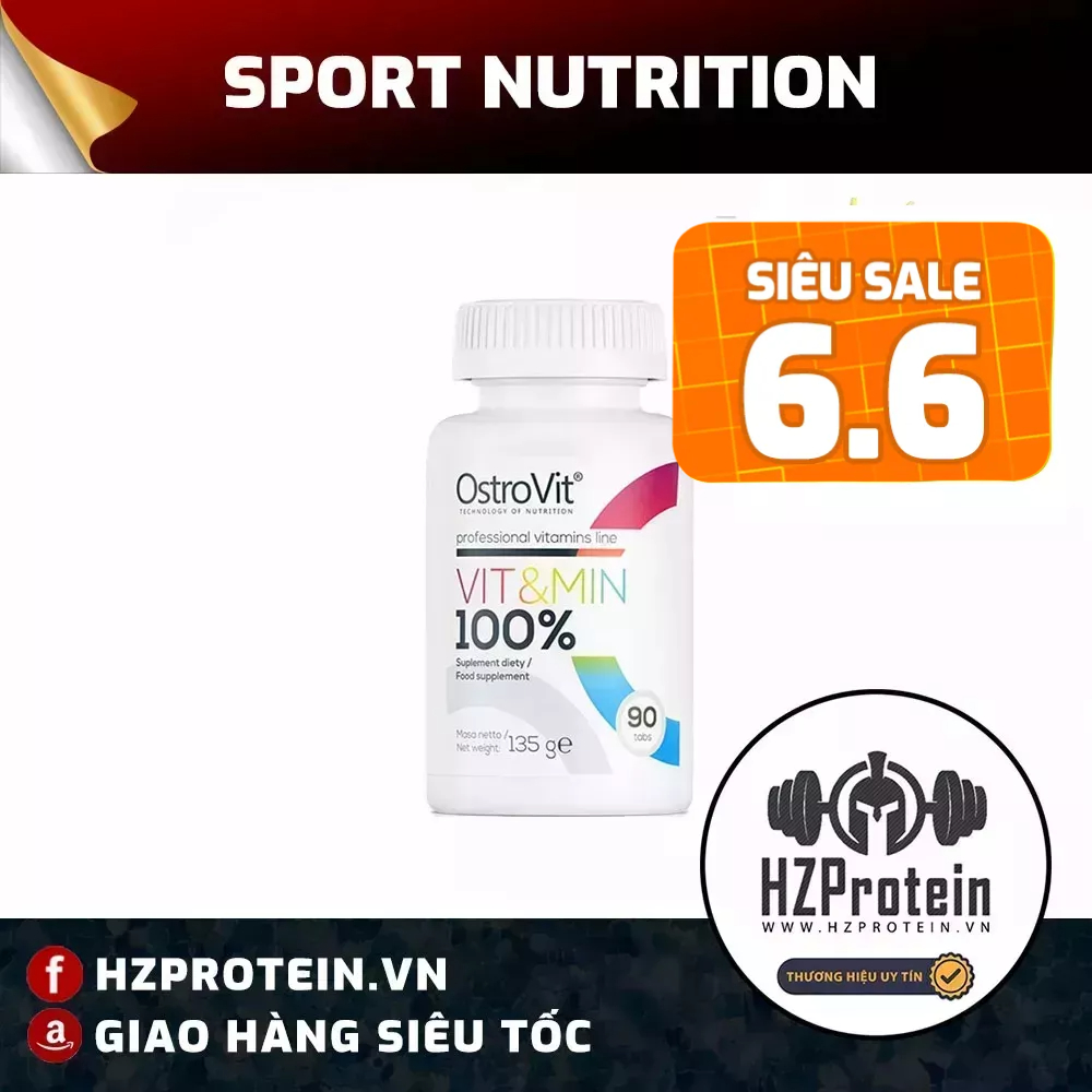 OSTROVIT VIT&amp;MIN 100% - VIÊN UỐNG BỔ SUNG MULTI VITAMIN TỔNG HỢP, HÀM LƯỢNG CAO CỦA OSTROVIT (90 VIÊN)
