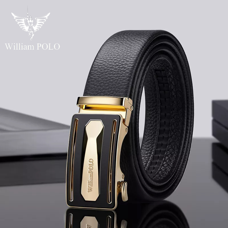 Thắt Lưng Nam Da Bò Thật 100% Cao Cấp Hàng Hiệu WilliamPOLO, Dây Nịt Nam Cao Cấp WP7911 Hộp Gỗ Làm Quà Tặng, Quà Biếu