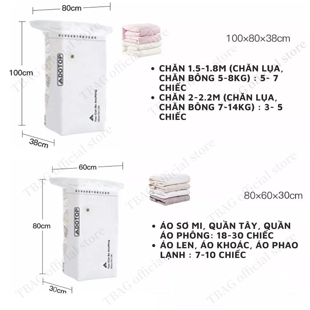 Túi hút chân không đựng quần áo túi đựng chăn màn mền gấp gọn, chống mốc
