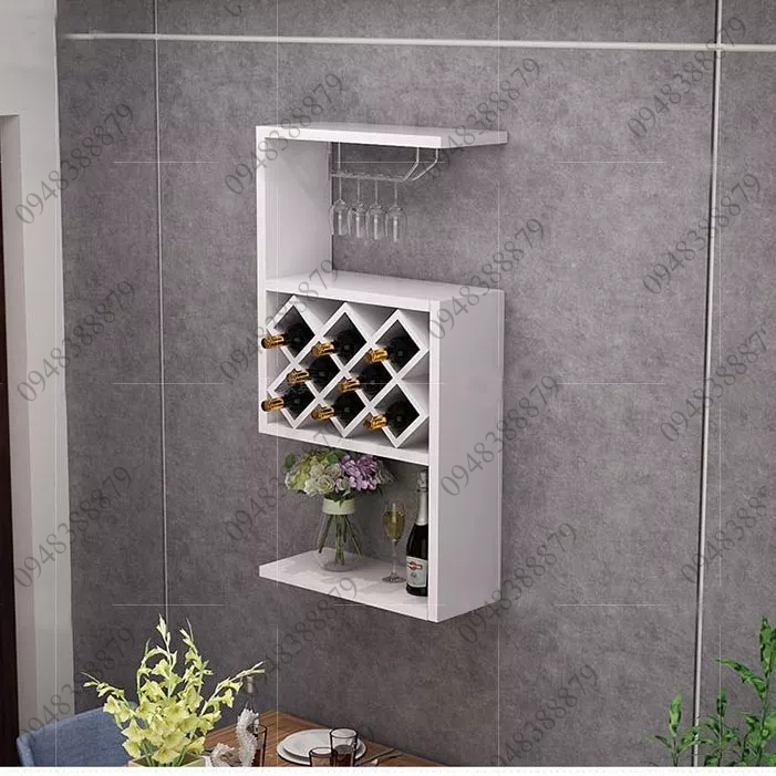 Kệ rươu treo tường trang trí phòng khách phòng ăn gỗ MDF nhập khẩu cao cấp dễ dàng lắp ghép NSD Funiture