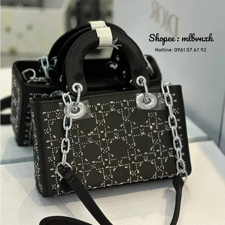 ẢNH THẬT / FULLBOX / ĐÍNH ĐÁ - Túi DIOR D-JOY Bản 2 Dây, Túi Lụa Size 19 Và Size 22