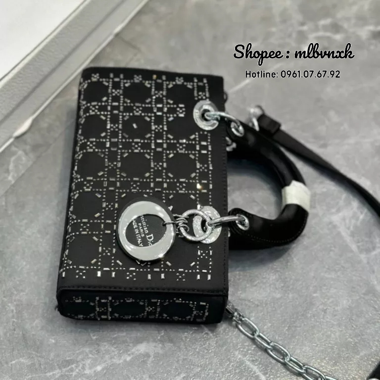 ẢNH THẬT / FULLBOX / ĐÍNH ĐÁ - Túi DIOR D-JOY Bản 2 Dây, Túi Lụa Size 19 Và Size 22