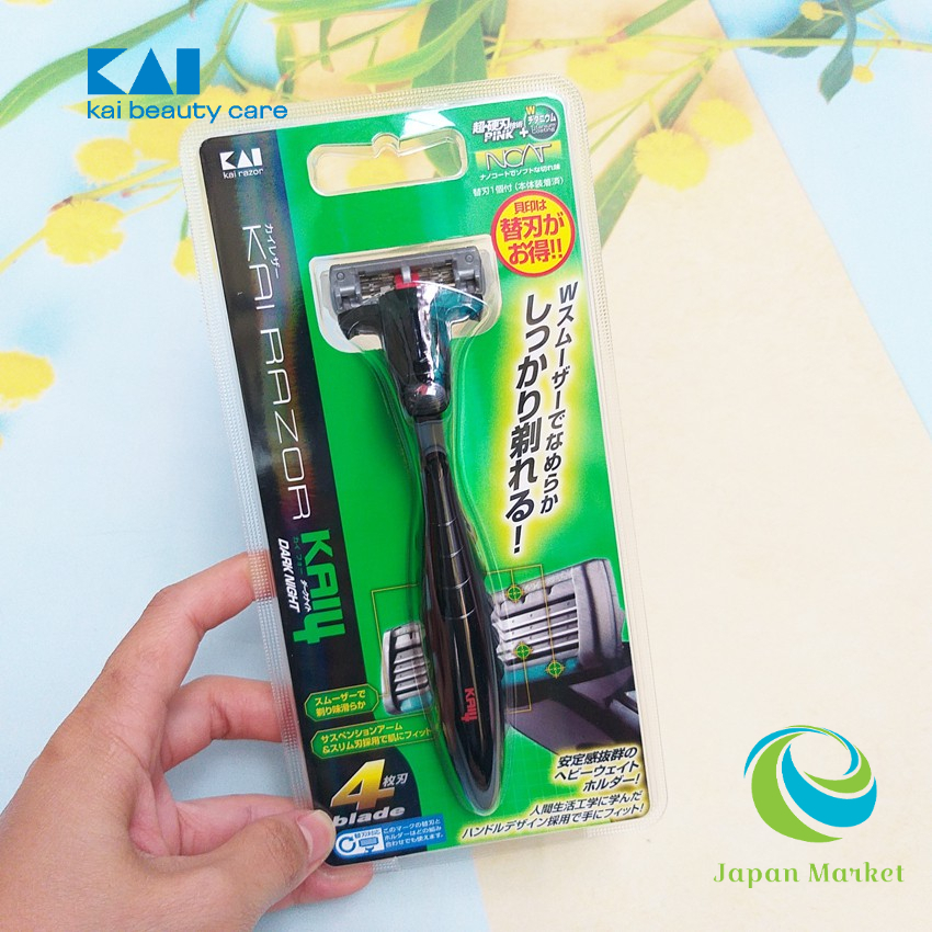 Dao cạo râu 4 lưỡi kép KAI Dark Night Kai4 Thương hiệu số 1 Nhật Bản