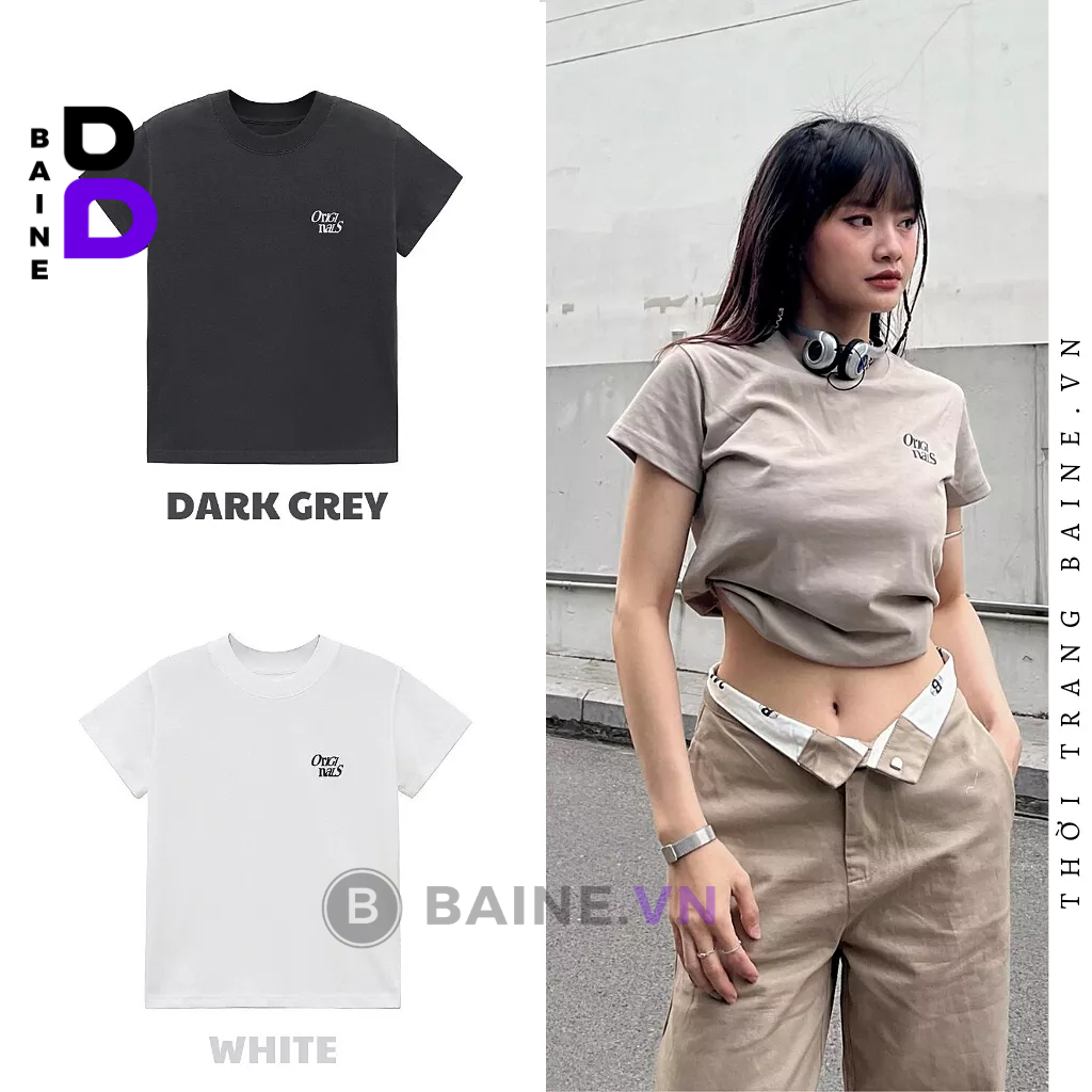 Áo Thun BABY TEE ORIGI Nữ Ôm Body Chất Borip Cotton Co Giãn Tốt, Áo Baby Tee Nữ Tay Ngắn Cổ Tròn Dáng Dài BAINE