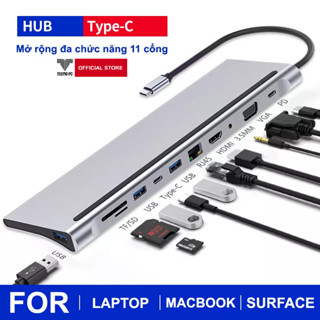 HUB Type C Chia 12 in 1 Cổng Dùng Cho Laptop MacBook Surface, Các Loại Điện Thoại Tablet Dùng Cổng USB - C TEEMO PC