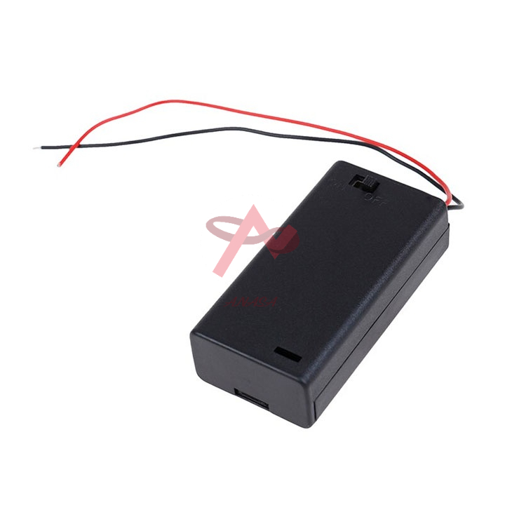 Đế Pin 2 Pin AAA Nối Tiếp Có Nắp Và Công Tắc
