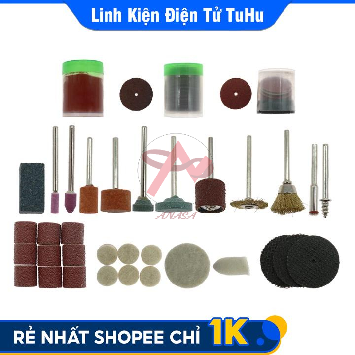 Bộ Phụ Kiện Máy Khoan Mài Đa Năng 105 Chi Tiết - Đĩa Cắt - Mũi Mài Mini - Nỉ Đánh Bóng