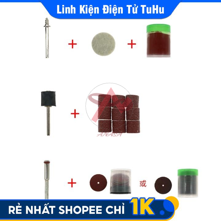 Bộ Phụ Kiện Máy Khoan Mài Đa Năng 105 Chi Tiết - Đĩa Cắt - Mũi Mài Mini - Nỉ Đánh Bóng
