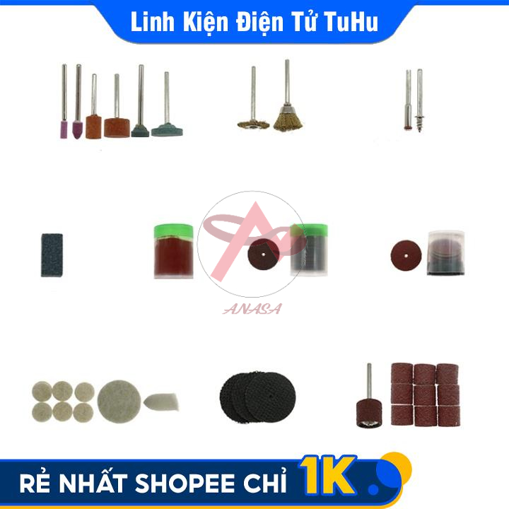 Bộ Phụ Kiện Máy Khoan Mài Đa Năng 105 Chi Tiết - Đĩa Cắt - Mũi Mài Mini - Nỉ Đánh Bóng