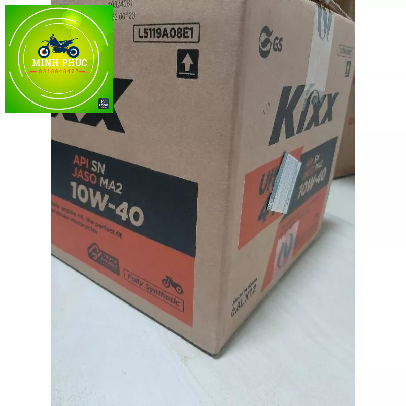 thùng 12 chai nhớt kixx ultra 800ml - 1L tổng hợp toàn phần nhập khẩu