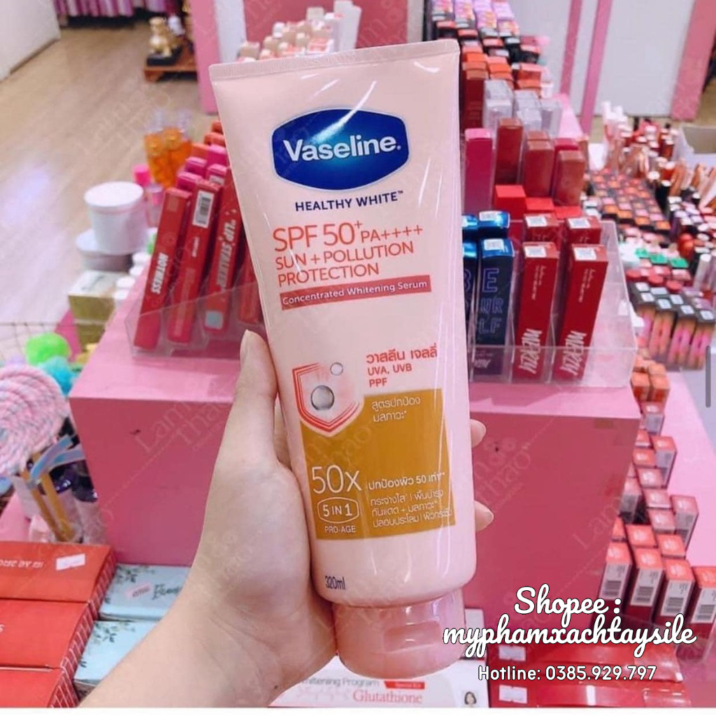 MẪU MỚI - Sữa Dưỡng Thể Chống Nắng, Trắng Da Vaseline Perfect Serum 50X Thái Lan 320ML