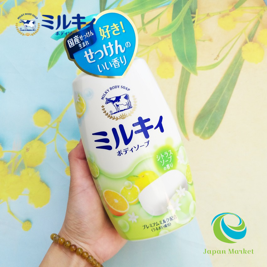 Sữa tắm dưỡng da Milky Cow hương cam chanh 550ml Hàng Nhật nội địa