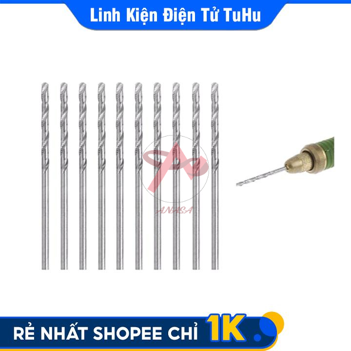 Combo 22 Loại Mũi Khoan (0.5-0.6-0.7-0.8-0.9-1.0-1.2-1.5-2.0-3.0-5.0 Mỗi Loại 2 Chiếc)