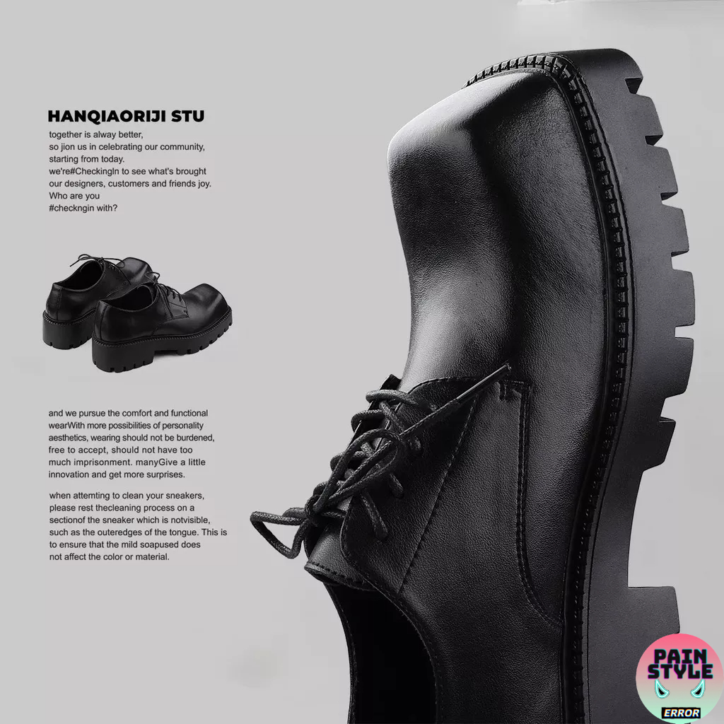 Giày Da độn đế mũi vuông cho nam nữ