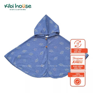 Áo choàng chống nắng ponchoni, áo choàng trẻ em cho cả bé trai và bé gái cotton xanh