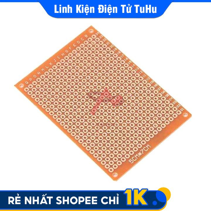 Combo 5 Tấm PCB Đục Lỗ 5x7cm 1 Mặt Phủ Vàng Loại Thường