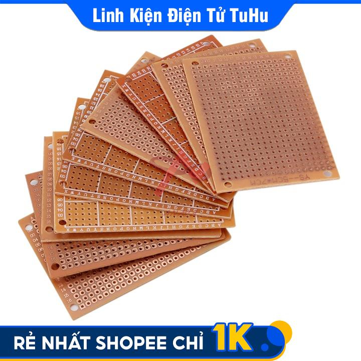 Combo 5 Tấm PCB Đục Lỗ 5x7cm 1 Mặt Phủ Vàng Loại Thường