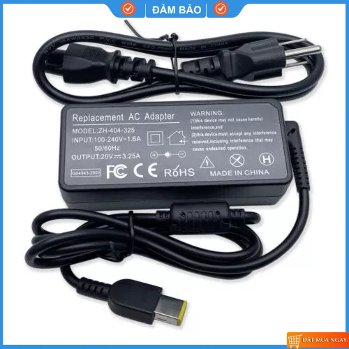 Sạc Laptop Lenovo 20V 3.25A 65W Chân Vuông USB Dùng Cho Lenovo T440 g40-70 g50-70 G500 T540 G400 G410 G500 X240 X250