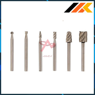 Bộ 6 mũi khắc, mài, làm lũa, chạm trổ HSS cao cấp DMST Mũi mài khắc hợp kim trục 3mm