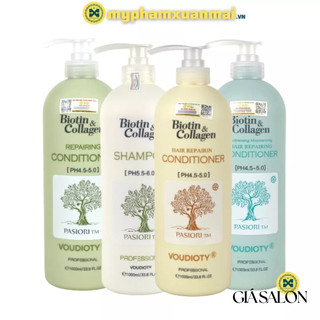 Bộ Dầu Gội Xả Visi Biotin Collagen Phục Hồi Siêu Mượt Kiềm Dầu Sạch Gàu 1000ml