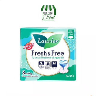 Băng Vệ Sinh Laurier Fresh & Free Siêu thấm Chống Tràn Siêu Mỏng Cáng - Không Cánh 8miếng