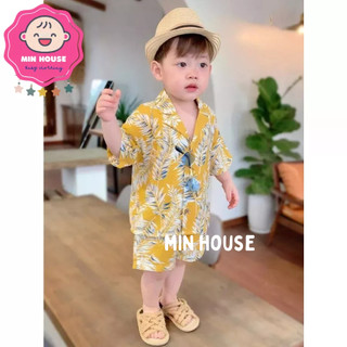 (10-22kg) Set đũi họa tiết hoa lá cho bé trai mặc đi biển, đi du lịch, đi chơi