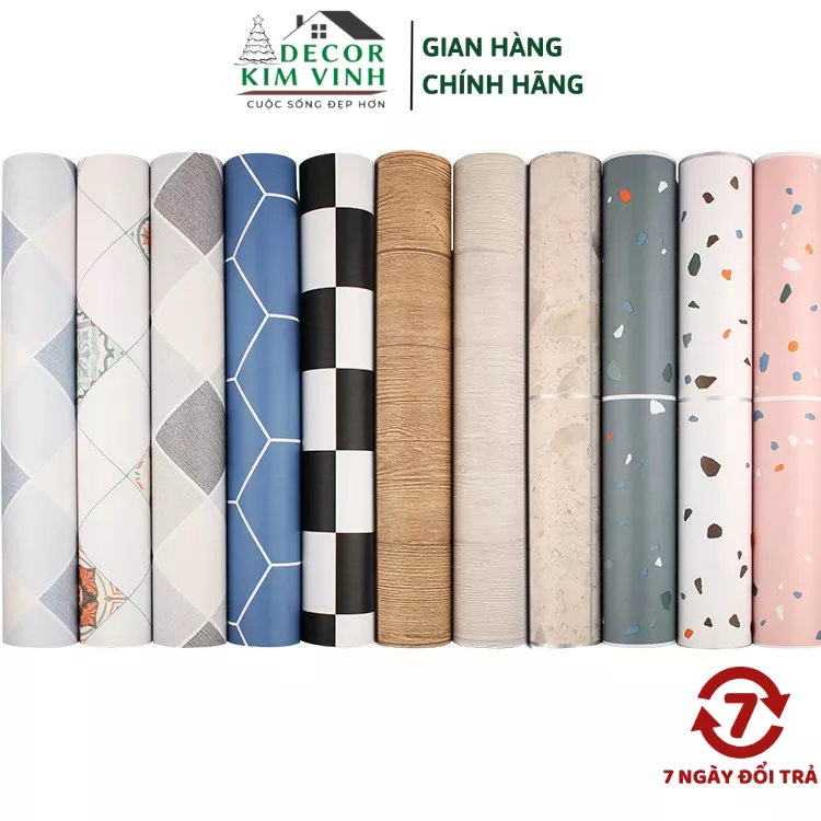 Decal Giấy Dán Sàn Decor Kim Vinh Nhiều Mẫu Keo Sẵn Khổ Rộng 60cm