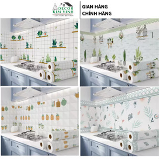 Decal Giấy Dán Bếp Tráng Nhôm Decor Kim Vinh Các Mẫu Hoa Lá Keo Sẵn Khổ Rộng 60cm Cuộn 3m