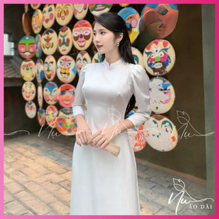 Áo dài nữ truyền thống lụa mềm mại, kiểu tay phông trẻ trung, hàng may sẵn rẻ đẹp