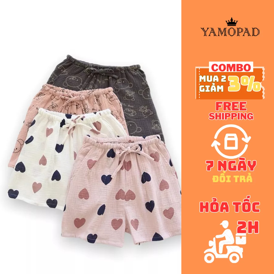 Quần Đùi Nữ Mặc Nhà YAMOPAD Short Mặc Ngủ Thoải Mái Chất Vải Đũi Xốp Hàn Q1FS8A
