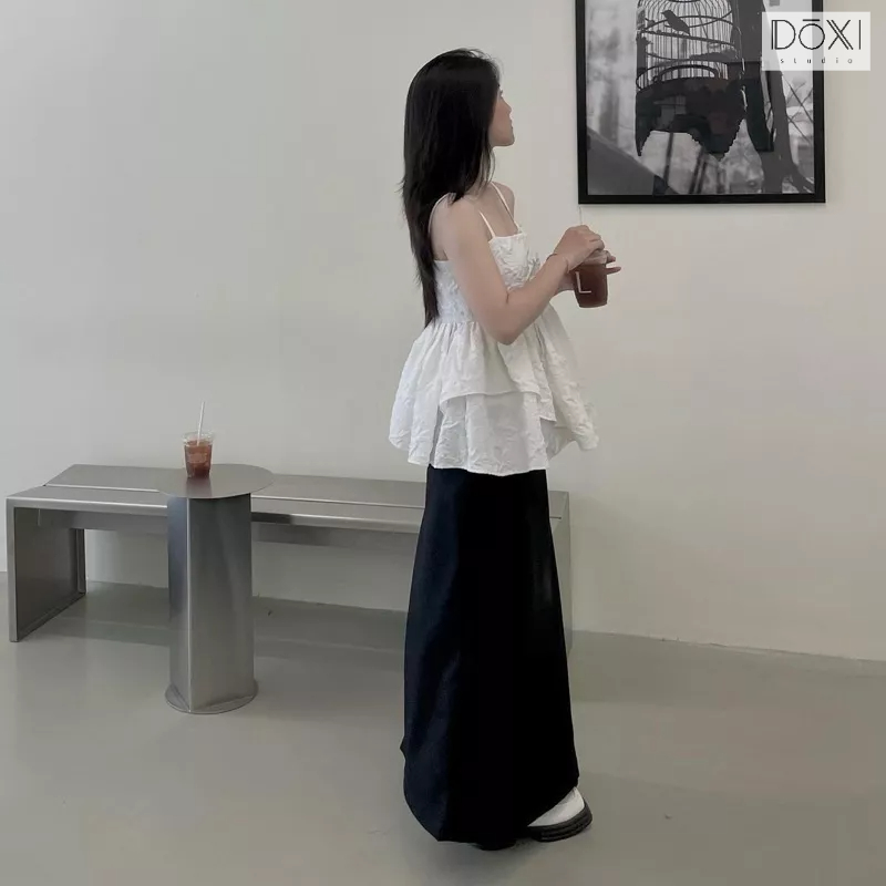 Áo 2 dây nhún eo dáng babydoll họa tiết hoa hướng dương VERA
