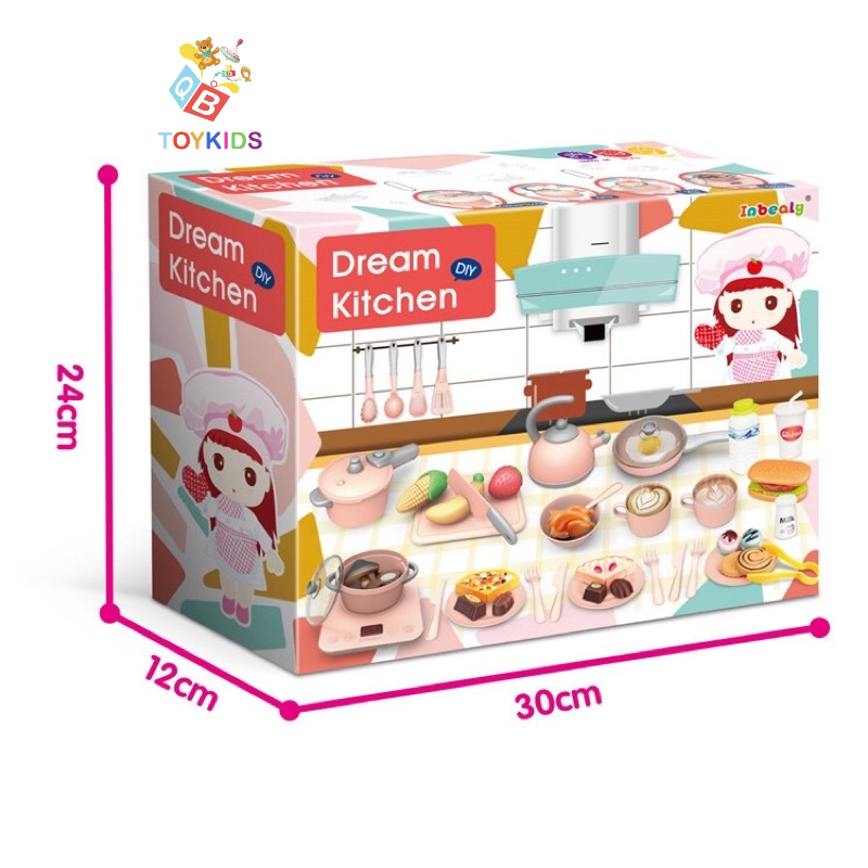 Bộ nấu ăn nhà bếp dream kitchen màu hồng cho bé