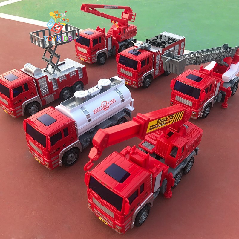 Đồ  chơi xe cứu hoả, set 6 xe cứu hoả cỡ lớn chạy đà cho bé, xe cứu hoả thành phố
