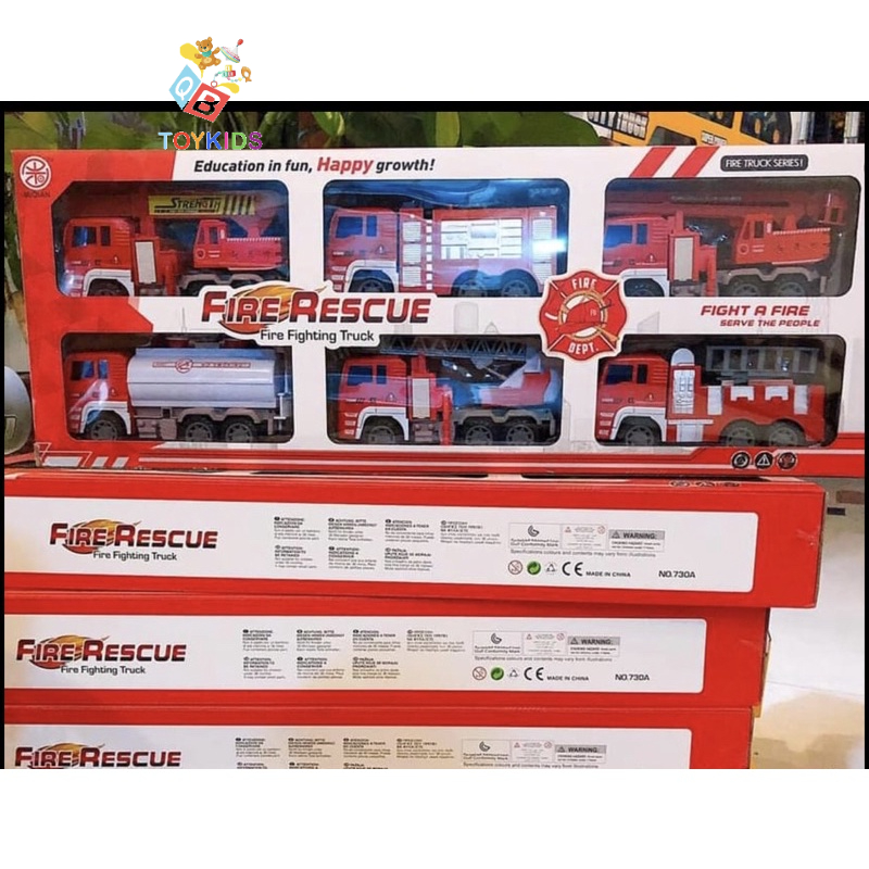 Đồ  chơi xe cứu hoả, set 6 xe cứu hoả cỡ lớn chạy đà cho bé, xe cứu hoả thành phố