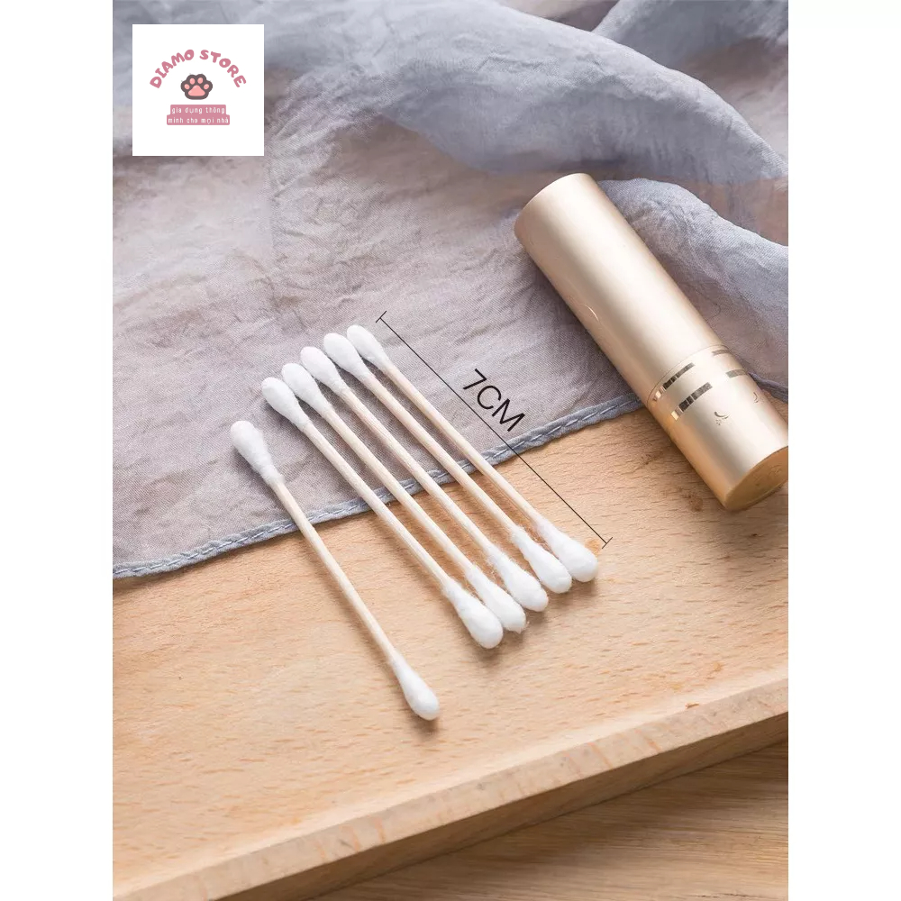 Tăm bông ngoáy tai,100 bông đa năng thân gỗ khử trùng 2 đầu thân thiện với môi trường 88383