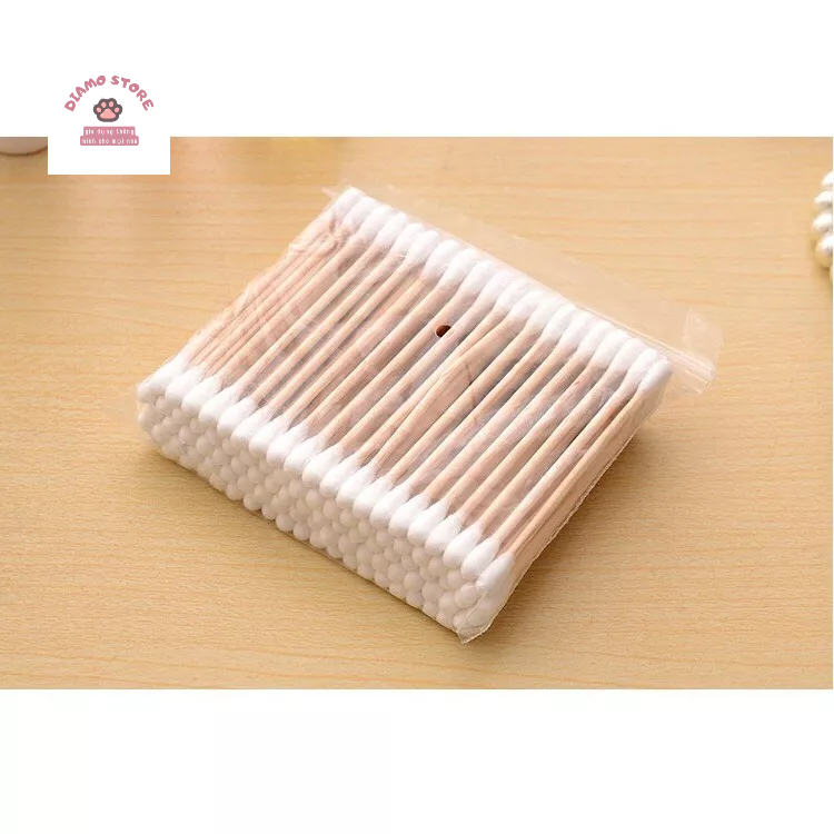 Tăm bông ngoáy tai,100 bông đa năng thân gỗ khử trùng 2 đầu thân thiện với môi trường 88383