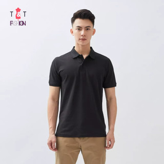 Áo polo nam màu đen cá tính, chất vải cá sấu co giãn 4 chiều