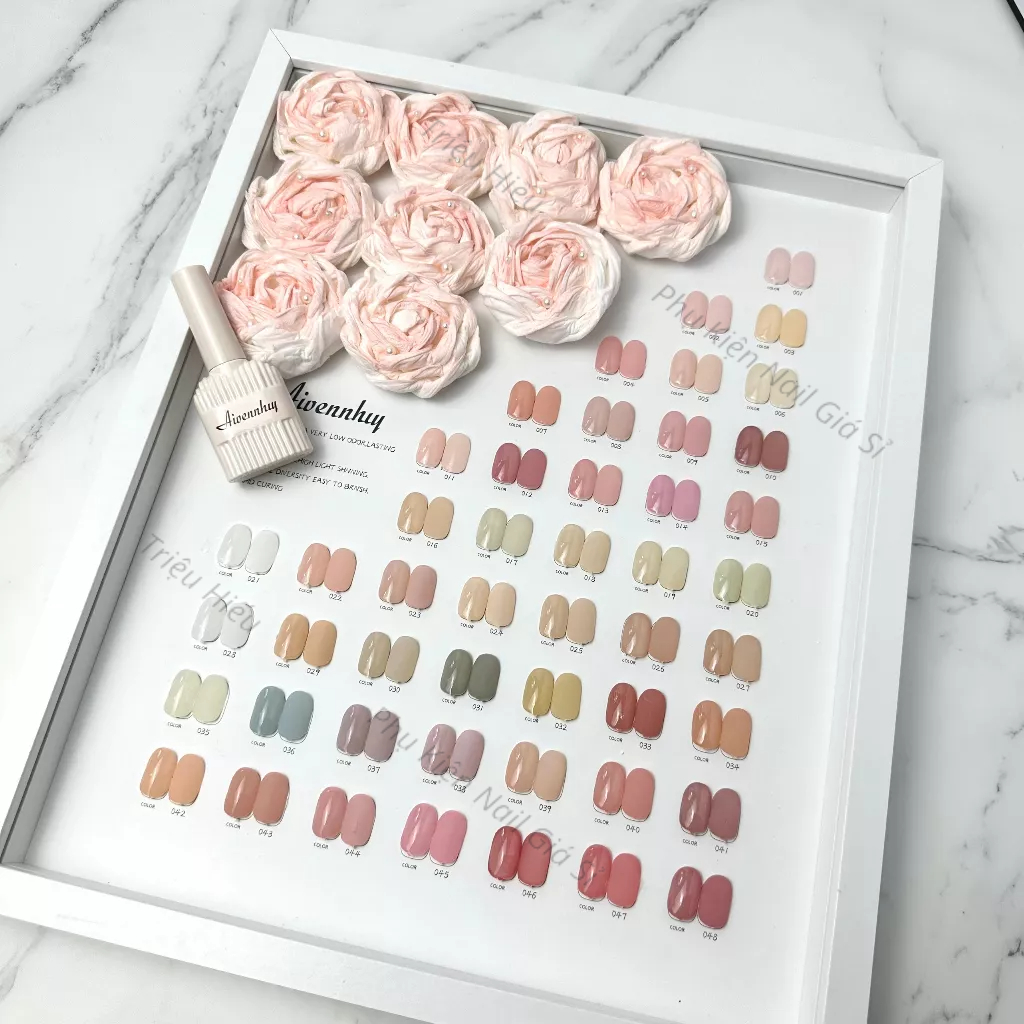 Sét sơn thạch 48 màu Ayvennhuy hoa hồng chai bầu siêu đẹp, tặng kèm bảng màu , chất sơn đặc mượt