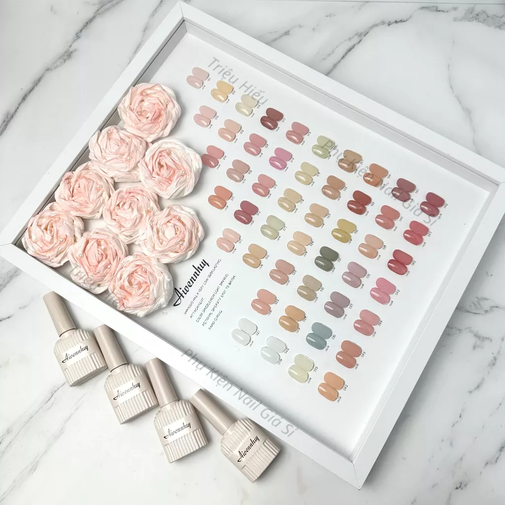 Sét sơn thạch 48 màu Ayvennhuy hoa hồng chai bầu siêu đẹp, tặng kèm bảng màu , chất sơn đặc mượt